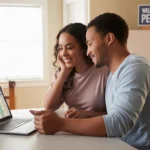 Couple budgeting in their new Peoria home