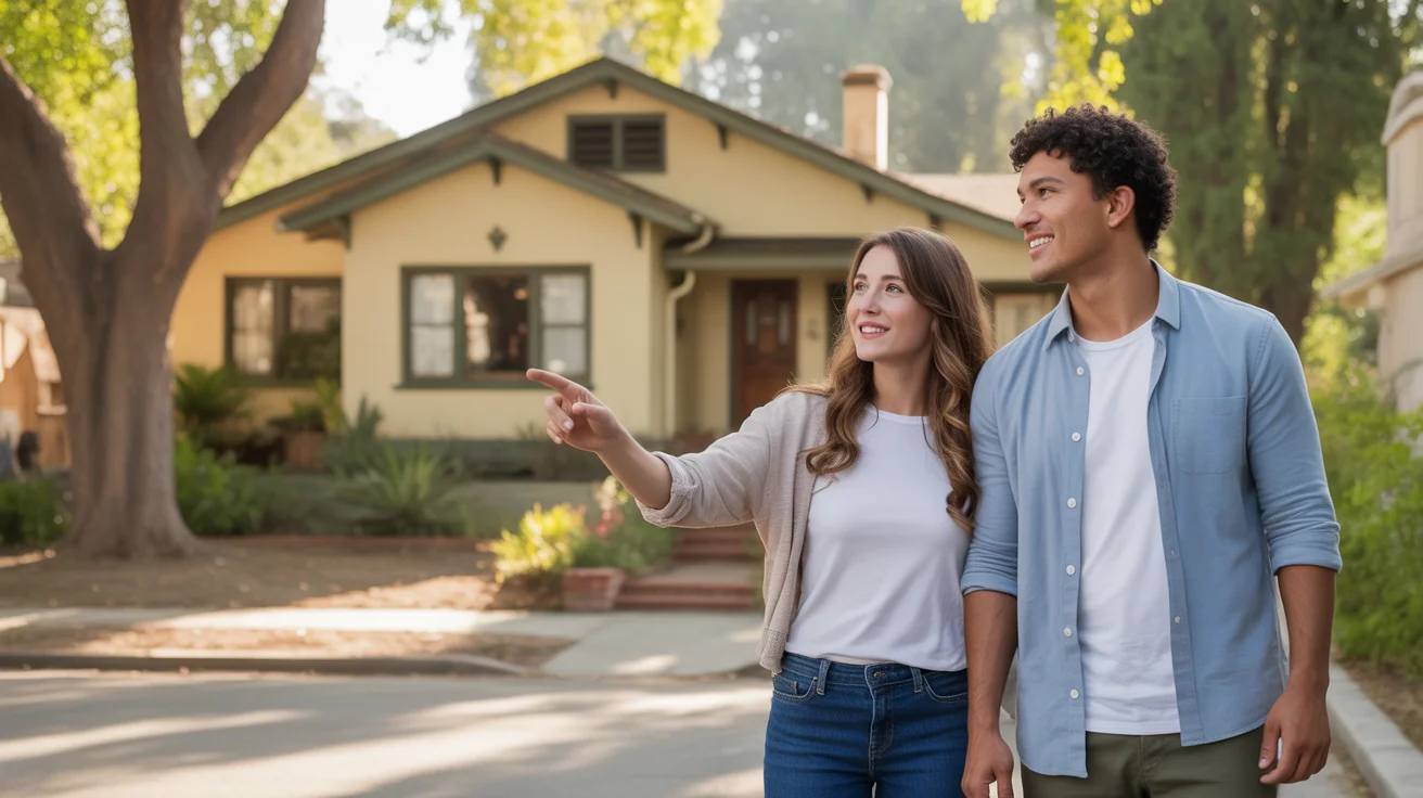 Couple tours Craftsman home for sale in Riverside, California