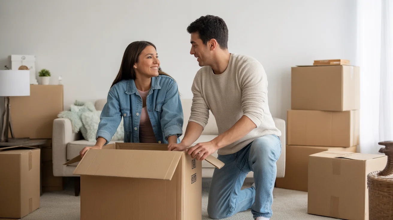Couple unpacking in their new home in El Mirage, Arizona