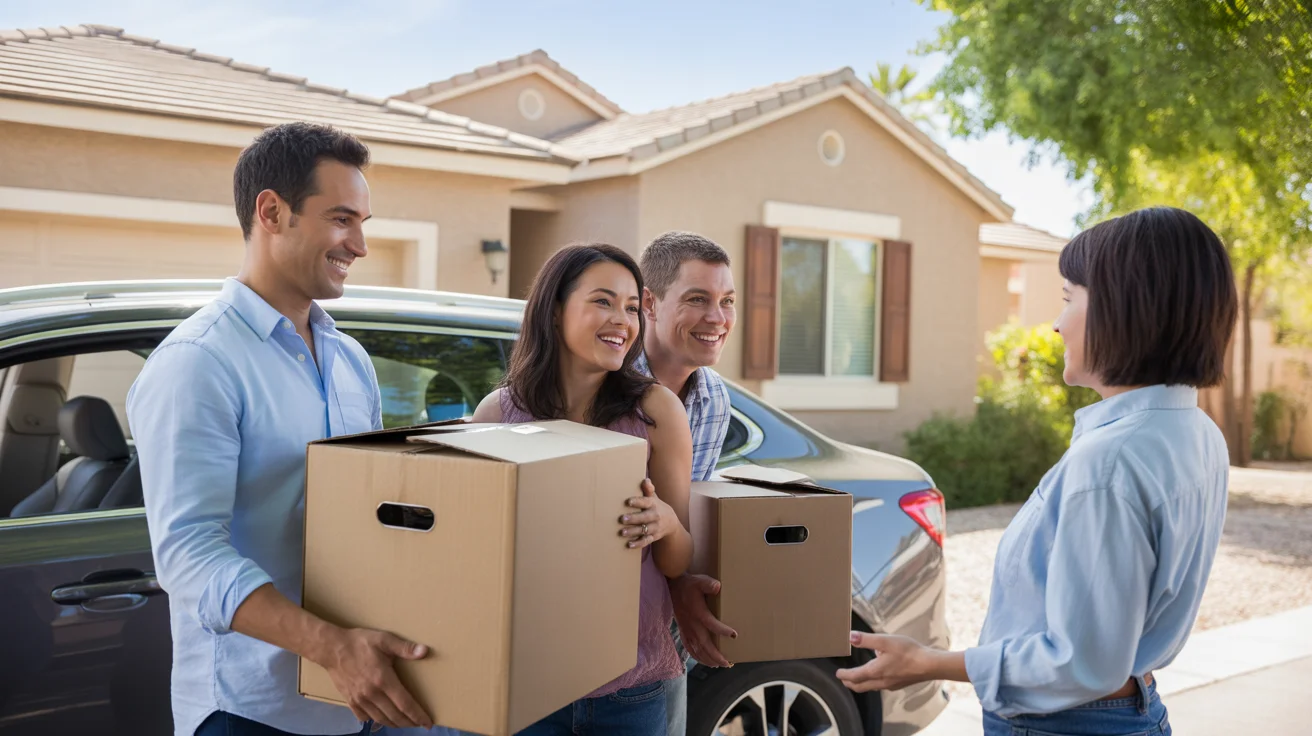 A family moves into their new home in a peaceful Glendale, AZ neighborhood