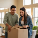 Couple unpacking in their new Surprise, AZ home
