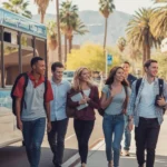 Students exit Valley Metro bus at community college campus in Surprise, AZ
