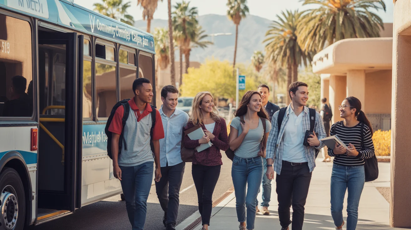 Students exit Valley Metro bus at community college campus in Surprise, AZ
