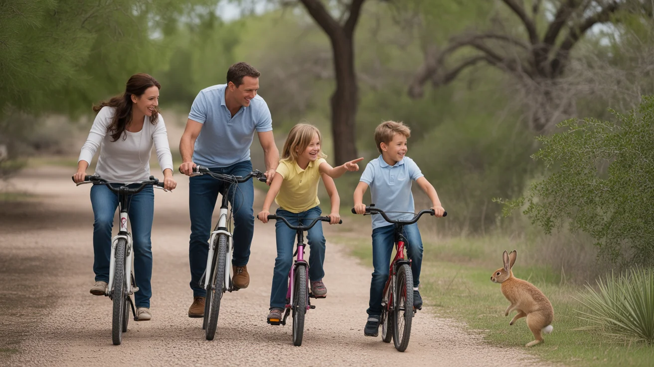 Family biking on a trail in Gilbert, Arizona