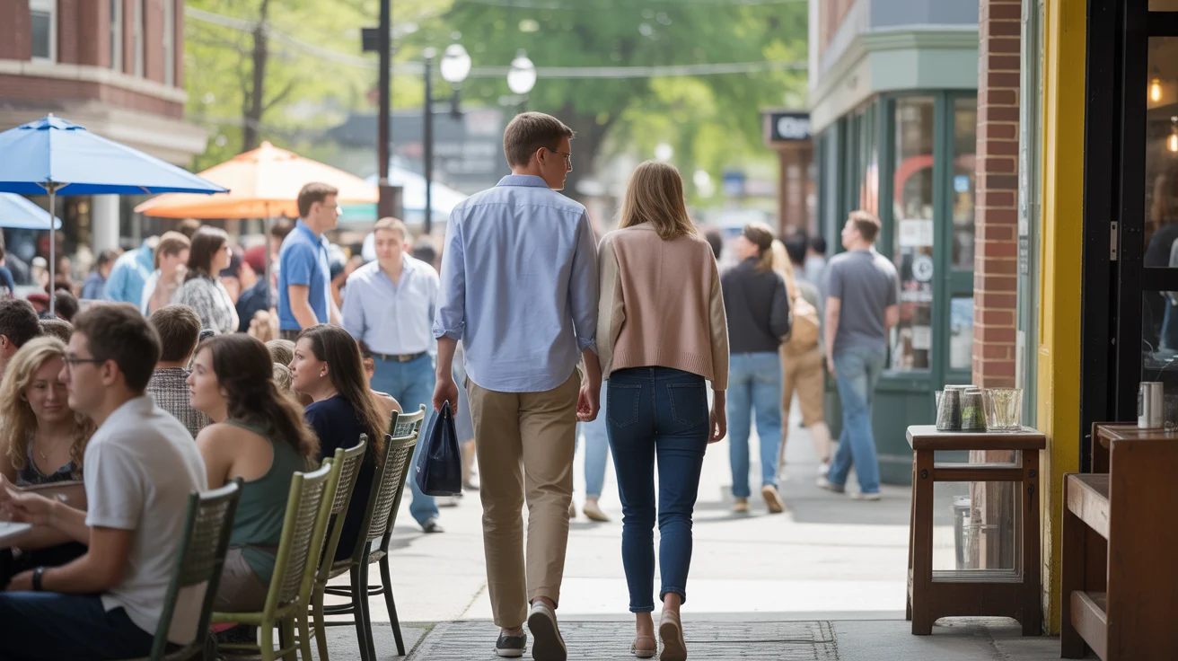 Couple enters busy coffee shop in Chapel Hill, NC