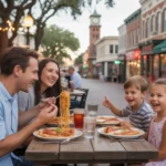 A family enjoying dinner together at an Italian restaurant in Winter Garden, Florida