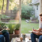 Couple enjoying a quiet morning on their back porch in Smyrna, GA
