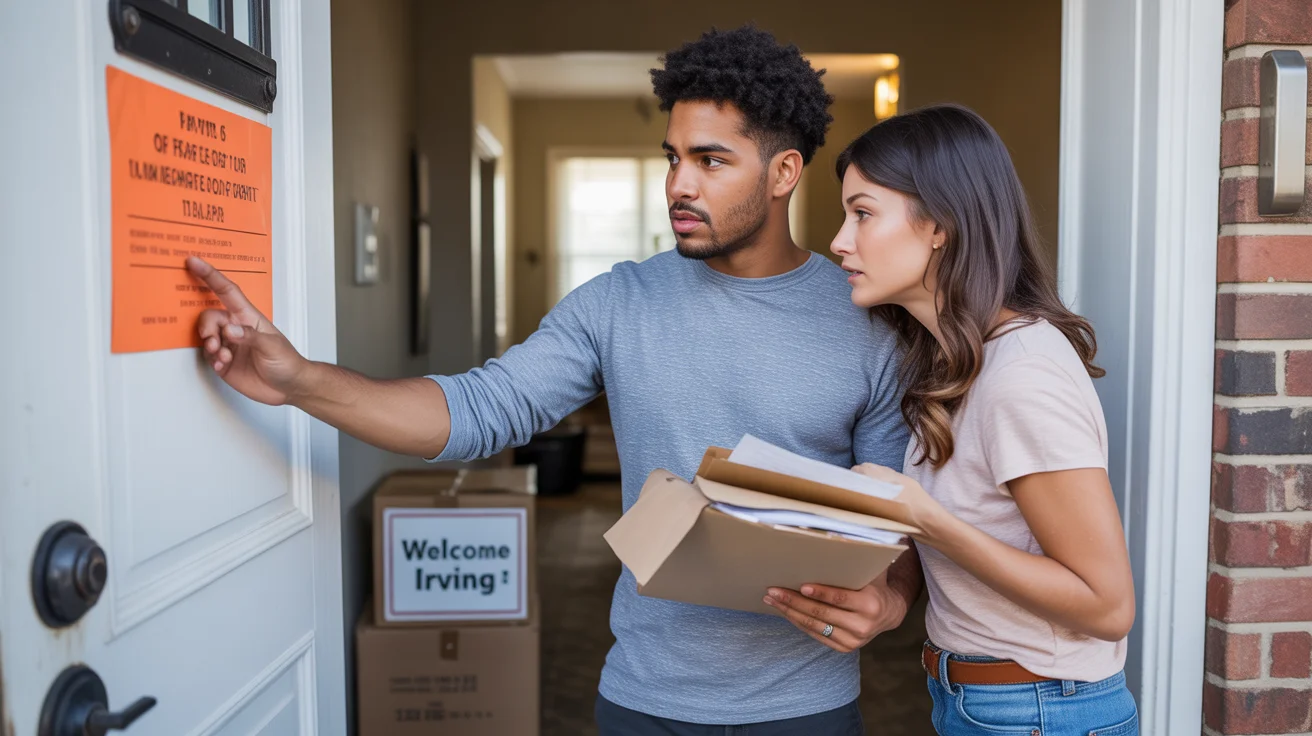Couple discovers fee notice posted on new apartment door in Irving, Texas