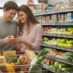 Couple shopping for produce in Lexington, KY grocery store