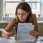 Woman reviewing utility bills and lease in her new West Jordan apartment