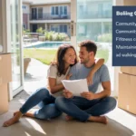 A couple sits on the floor of their new condo, smiling as they discuss the benefits of condo living in Bolingbrook.