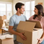 Couple unpacking in their new Centennial, CO home
