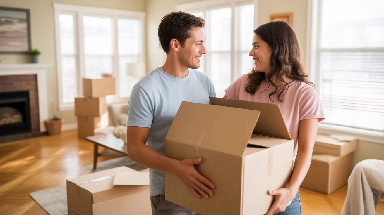 Couple unpacking in their new Centennial, CO home