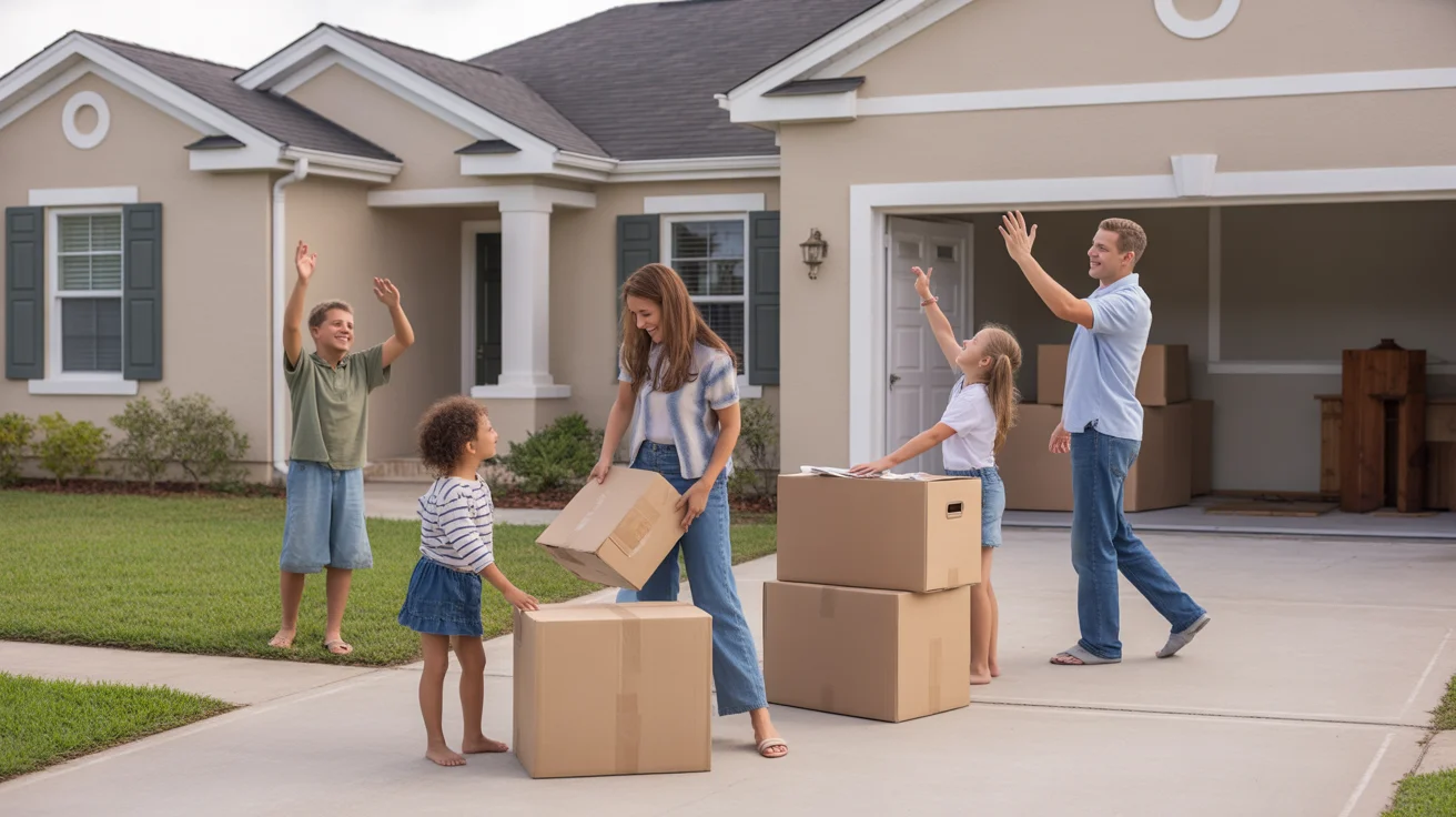 Family moving into a new home in Brandon, Florida