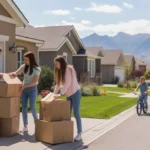 A family moves into their new home in Thornton, Colorado on a peaceful suburban street.
