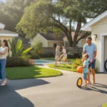 Contrasting scenes of daily life at a Kissimmee condo and single-family home in the golden afternoon light