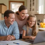 Family reviewing finances together in Elgin, IL kitchen