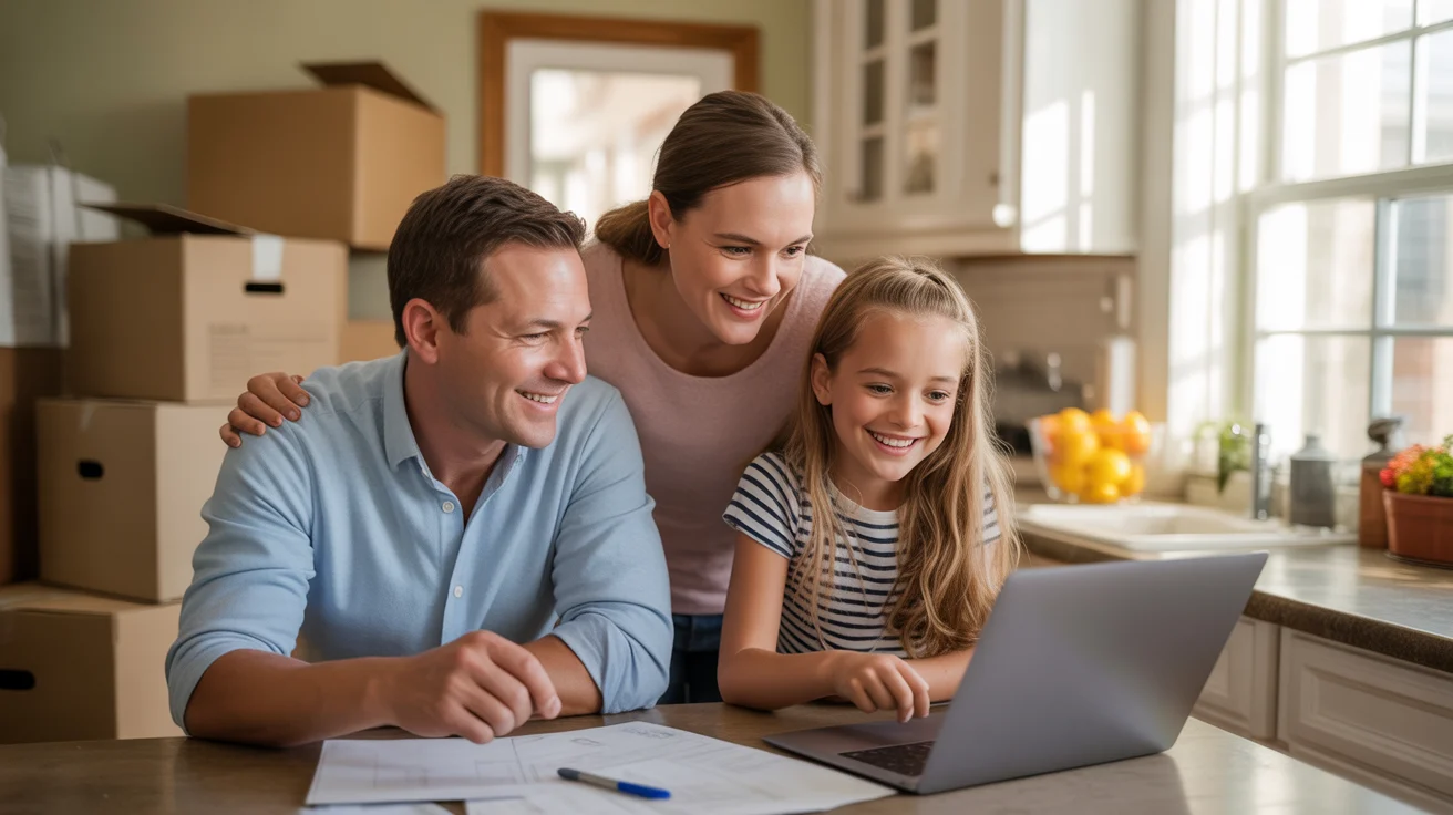 Family reviewing finances together in Elgin, IL kitchen