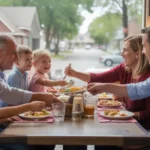A multi-generational family enjoying dinner together at a cozy restaurant in Aurora, CO