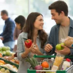 Couple shopping for fresh produce in Murrieta grocery store