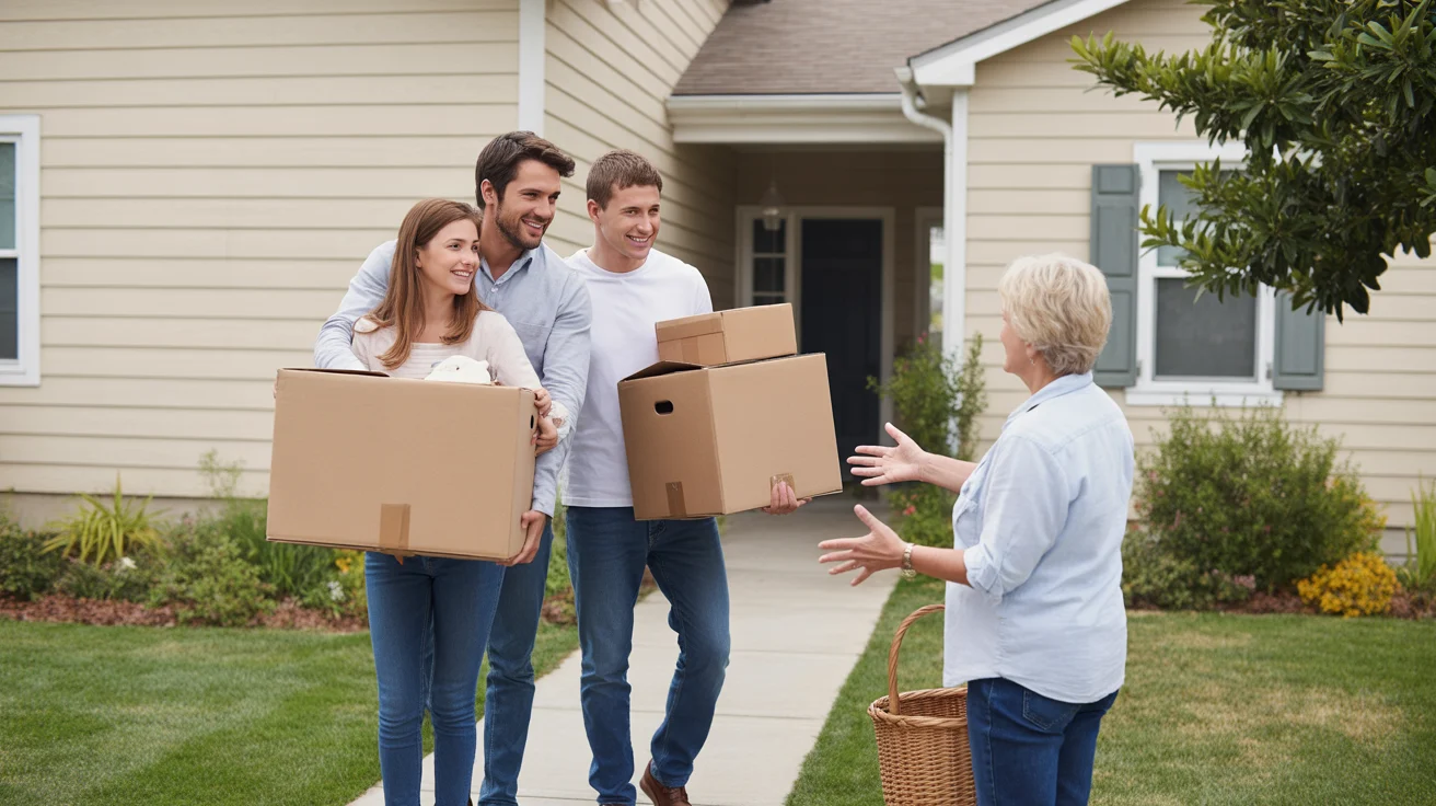 Family moves into their new home in a friendly Riverside neighborhood