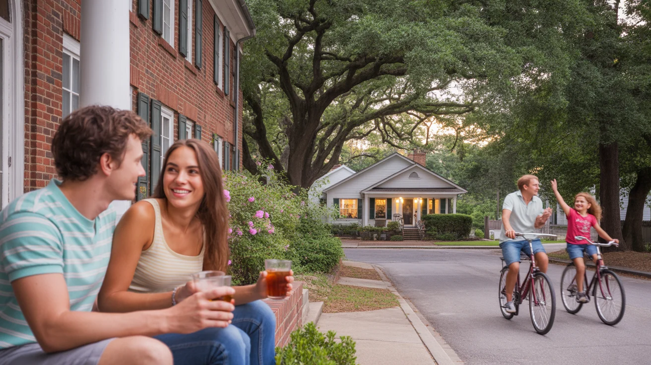 A couple sitting on the front steps of an apartment building in Rock Hill, South Carolina