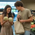 Couple shopping for produce in West Valley City grocery store