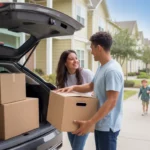 A couple moves into their new apartment in Pearland, TX