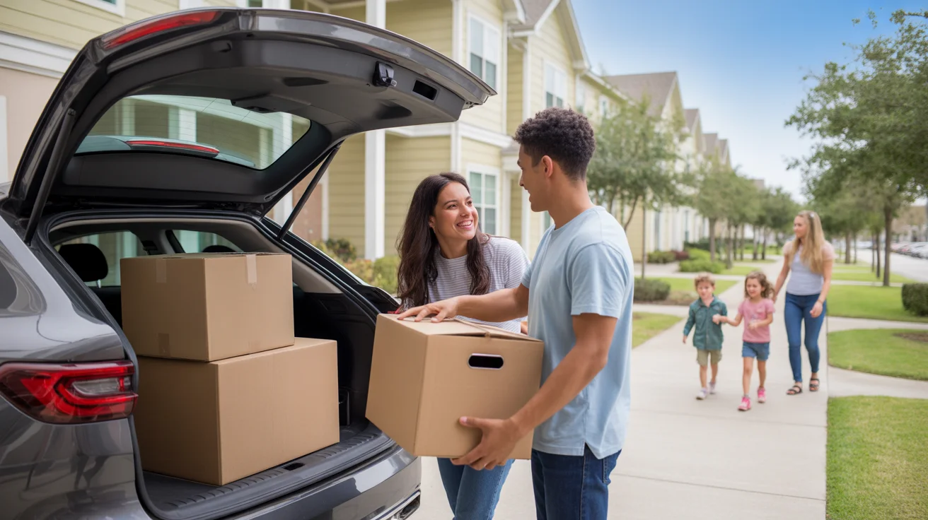 A couple moves into their new apartment in Pearland, TX