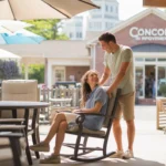 Couple shopping for patio furniture at home improvement store in Concord, North Carolina