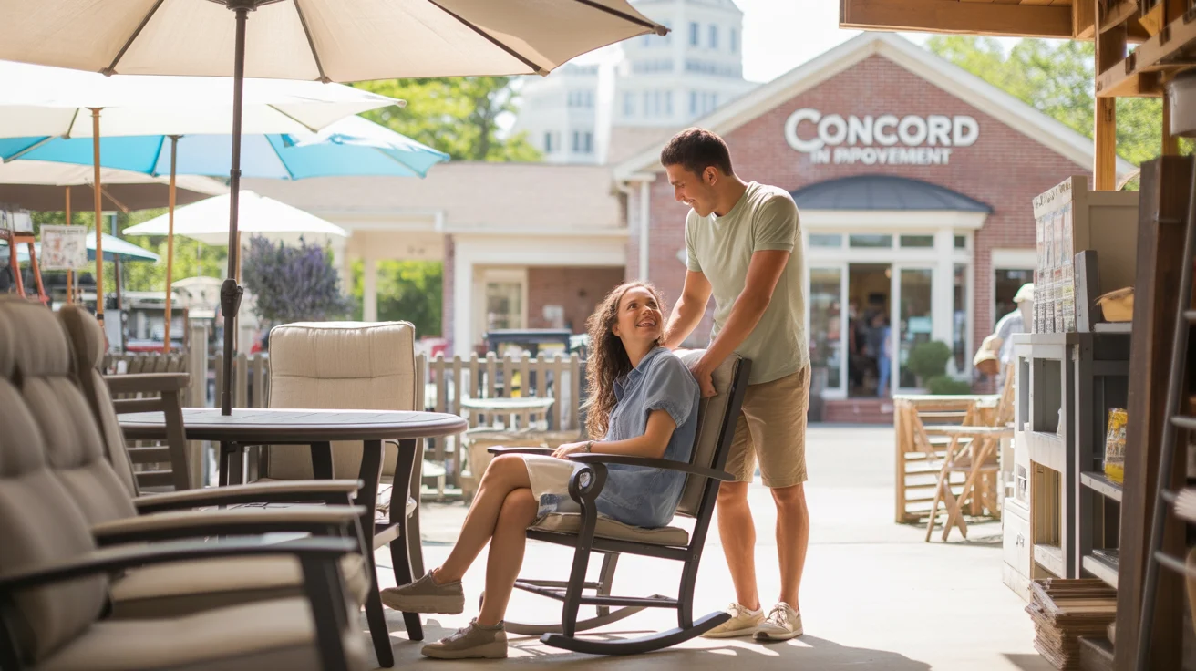 Couple shopping for patio furniture at home improvement store in Concord, North Carolina