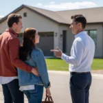 Couple tours an open house in a peaceful Centennial neighborhood