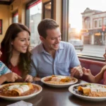 Family enjoying dinner together at local restaurant in San Marcos, Texas