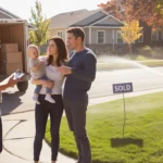 A couple consults with a landscaper in the driveway of their new home in Littleton, Colorado