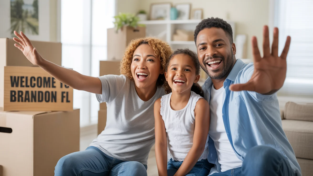 A family video chats with relatives from their new home in Brandon, Florida