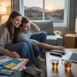 A couple in West Jordan budgets their internet and streaming costs in their new living room.