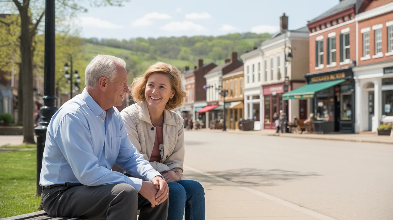 A couple enjoys a quiet moment together in downtown Versailles