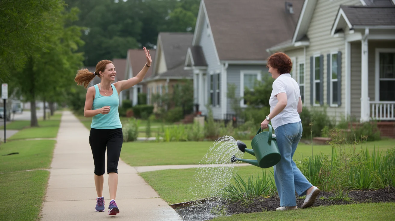 A jogger waves to a neighbor on a quiet residential street in Rock Hill.