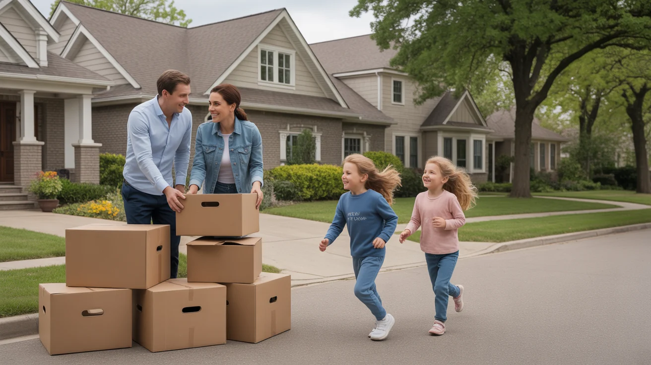 A family moves into their new home in Naperville, IL