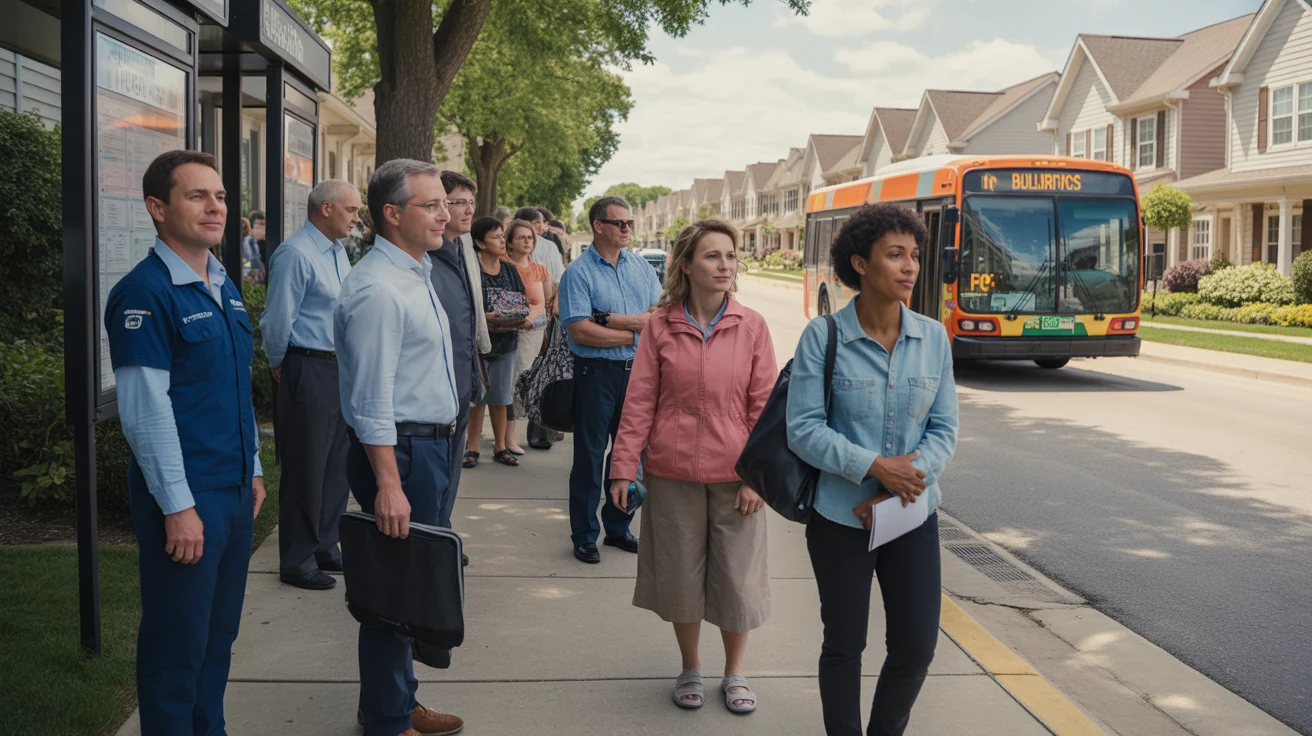 Residents wait for public transit in Bolingbrook, IL